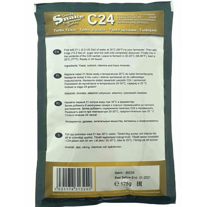 Сухі турбо дріжджі DoubleSnake C24, 200 грн., Зображення 2 Сухі турбо дріжджі DoubleSnake C24, Зображення 2