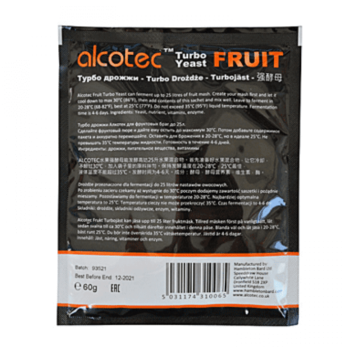 Спиртові дріжджі для фруктів Alcotec Fruit Turbo, 145 грн., Зображення 2 Спиртові дріжджі для фруктів Alcotec Fruit Turbo, Зображення 2